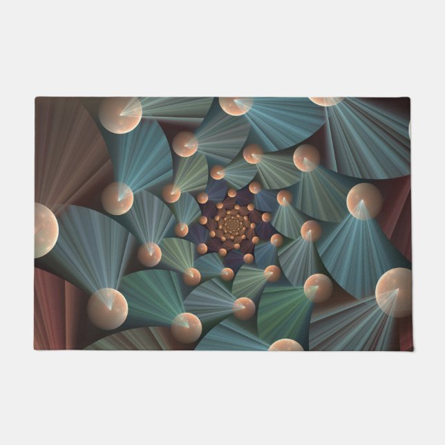 Tapete Arte Fractal abstrato com Azul De Chapa Marrom Pro (Frente)