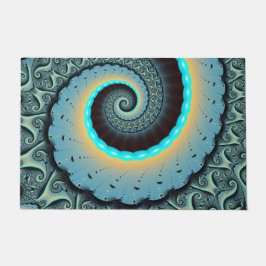 Tapete Arte Fractal Espiral Azul Turquesa Laranja Abstrat