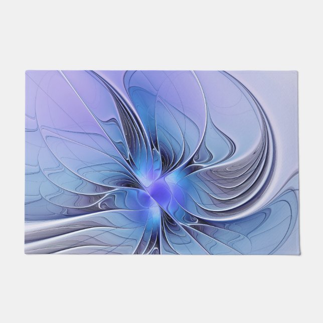 Tapete Arte fractal moderna abstrata azul lavanda (Frente)