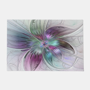 Tapete Arte Fractal Moderna Floral Colorida Abstrato