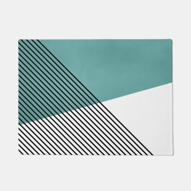 Tapete Arte geométrica simples de preto, branco e turques (Frente)