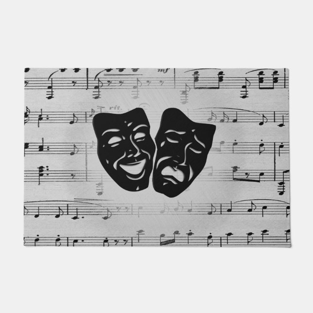 Tapete Arte Prateada Une Máscaras de Teatro (Frente)