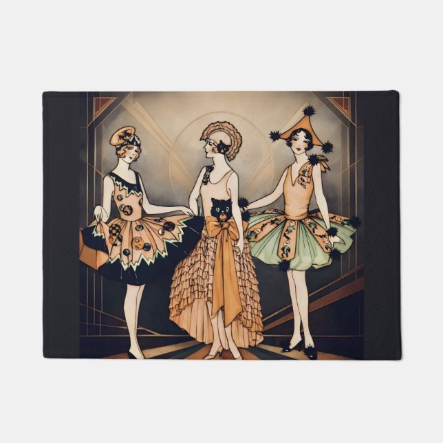 Tapete Arte Vintage de Halloween Art Déco Flapper Poster  (Frente)