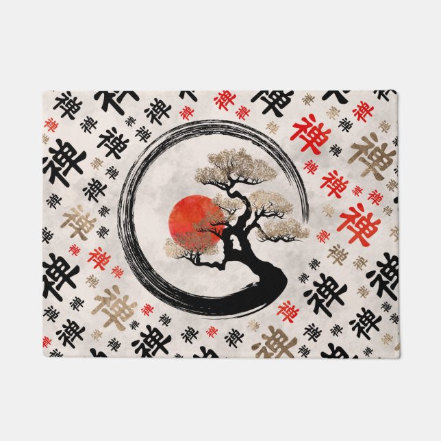 Tapete Árvore Bonsai em Círculo Enso - padrão de símbolo  (Frente)