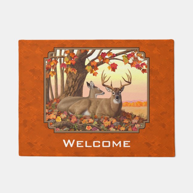 Tapete Árvore de Mapeamento de Veado Branco, Autumn Orang (Frente)