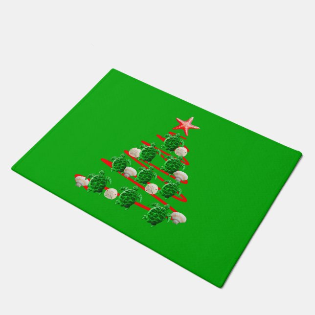 Tapete Árvore de Natal de Tartarugas do Mar Verde (Inclinado)