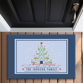 Tapete Árvore de Natal Feliz Moderno Nome da Família Mono