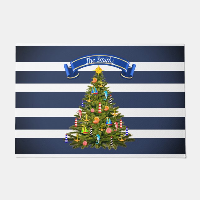 Tapete Árvore de Natal Náutica Personalizada (Frente)