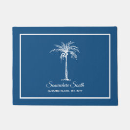 Tapete Árvore Palmeira Branca Azul Tropical Personalizada