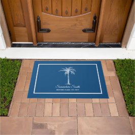 Tapete Árvore Palmeira Branca Azul Tropical Personalizada