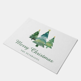 Tapete Árvores de Natal de Cores Aquáticas com Script Ele