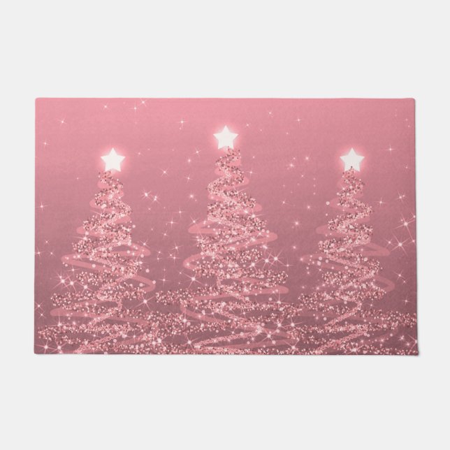 Tapete Árvores de Natal Elegante, Rosa Dourado  (Frente)