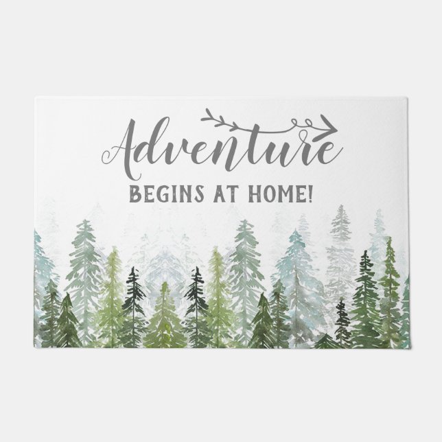 Tapete Árvores de Pinheiros com Aquarela | A Aventura Com (Frente)