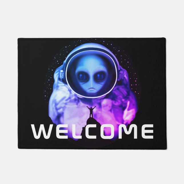 Tapete Astronauta de Alienígena de Boas-vindas (Frente)