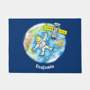 Tapete Astronauta engraçado no espaço e na banda desenhad