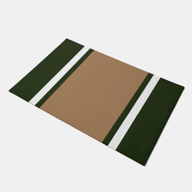 Tapete Athletic Mocha Branco Faixas Esverdeadas de Corrid (Inclinado)