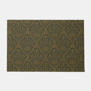 Tapete Audsley Vintage Gold Lírio Coroa Verde Damask Arte