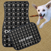 Customized Modern Elegant Dog Mom Paw Print Black