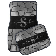 Elegante Clássico Monograma Nome Cinza Negra Giraf