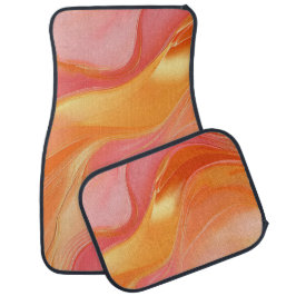 Tapete Automotivo Moderno Abstrato-Laranja Rosa e Dourado