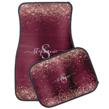 Monograma Burgundy Brown Faux-Glitter Girly Glam