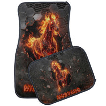 Mustang, carro, tapetes, carpete estilo metal fogo