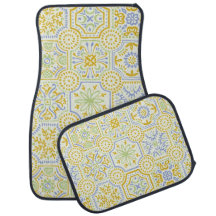 Padrão Boho de Azulejo Mediterrâneo em Aquarela