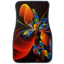 Padrão de Abstrato de Arte Floral Azul Laranja Mod
