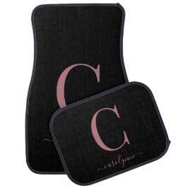 Tapete Automotivo Script Dourado Monograma Rosa Rosa Elegante Chic
