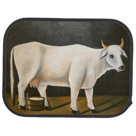 Tapete Automotivo Vaca branca num fundo preto (animal Fazenda)