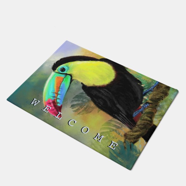 Tapete Ave Tropical Toco Toucan - Bem-vindo - (Inclinado)