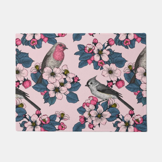 Tapete Aves e Blossomas a rosa (Frente)