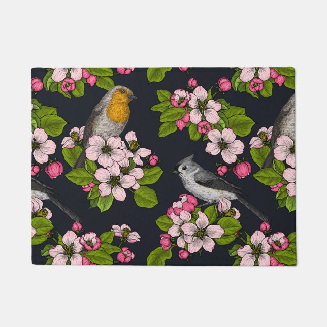 Tapete Aves e Blossomas em preto (Frente)