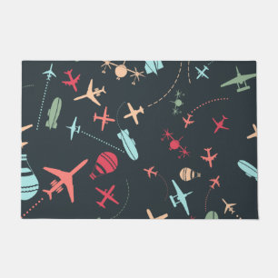 Tapete Avião Negro e Padrão de Aviação