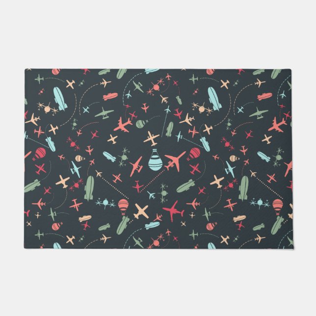 Tapete Avião Negro e Padrão de Aviação (Frente)