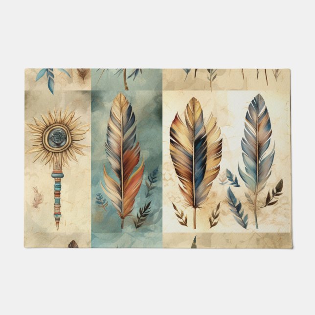 Tapete Aztec Penas Tribais Medicina Stick (Frente)
