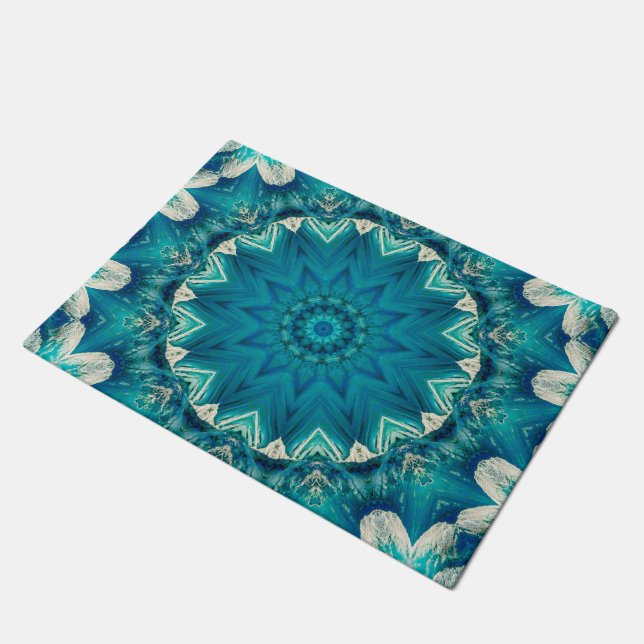 Tapete Azul Aqua Mandala Rosette Retro Hippie (Inclinado)