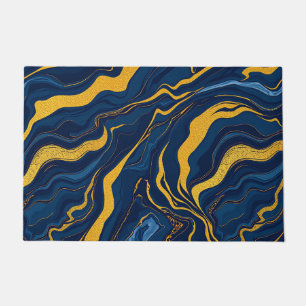 Tapete Azul Marinho Dourado Mármore Abstrato Luxo Topográ