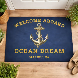 Tapete Azul Marinho Personalizado Bem-vindo a Bordo Nome 