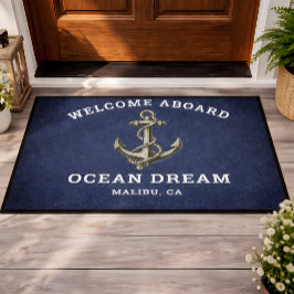 Tapete Azul Marinho Personalizado Bem-Vindo a Bordo Nome 