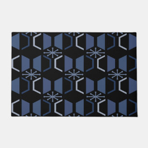 Tapete Azul Negro de Hexágonos de Idade Atômica