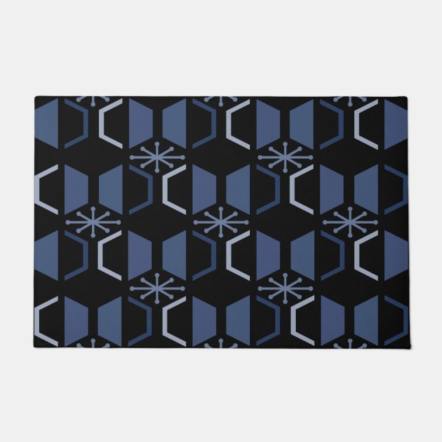 Tapete Azul Negro de Hexágonos de Idade Atômica (Frente)