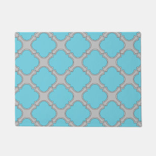 Tapete Azul quatrefoil e cinza