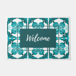 Tapete Azulejo Azulejos Turquoise Bem-vindo