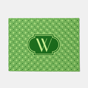 Tapete azulejo egípcio emerald e verde limão com monogr