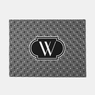 Tapete Azulejo egípcio preto e branco com monograma