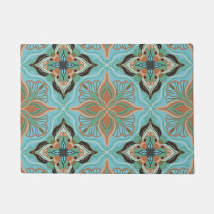 Tapete Azulejo Floral Azul Marroquino