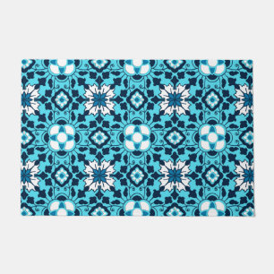 Tapete Azulejo Floral marroquino, Indigo, Sky Blue e Whit