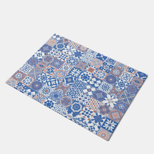 Tapete Azulejo marroquino azul, marrom