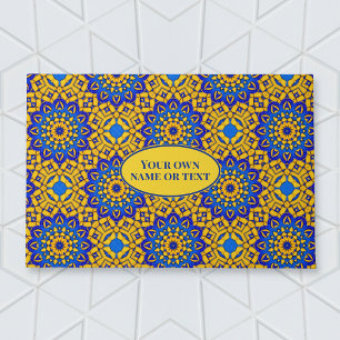 Tapete Azulejo marroquino em azul e amarelo com a própria